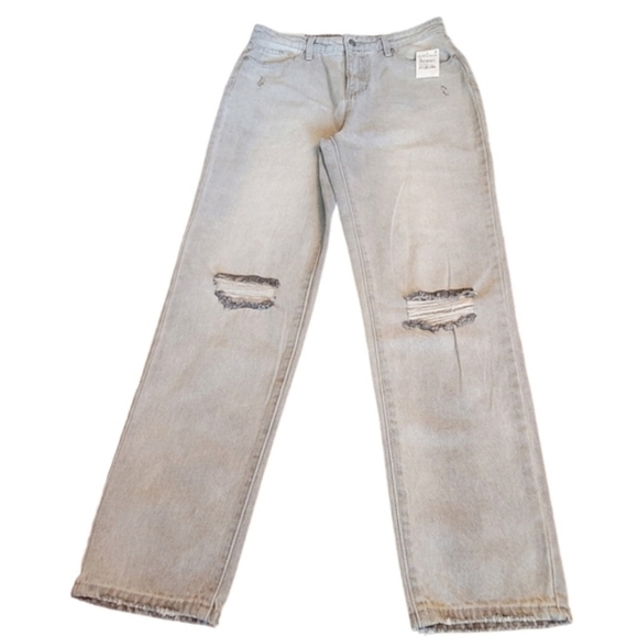 BP Nordstrom Distressed High Waist Mom Jeans Light Grey Wash Size 31 NWT - Picture 5 of 16